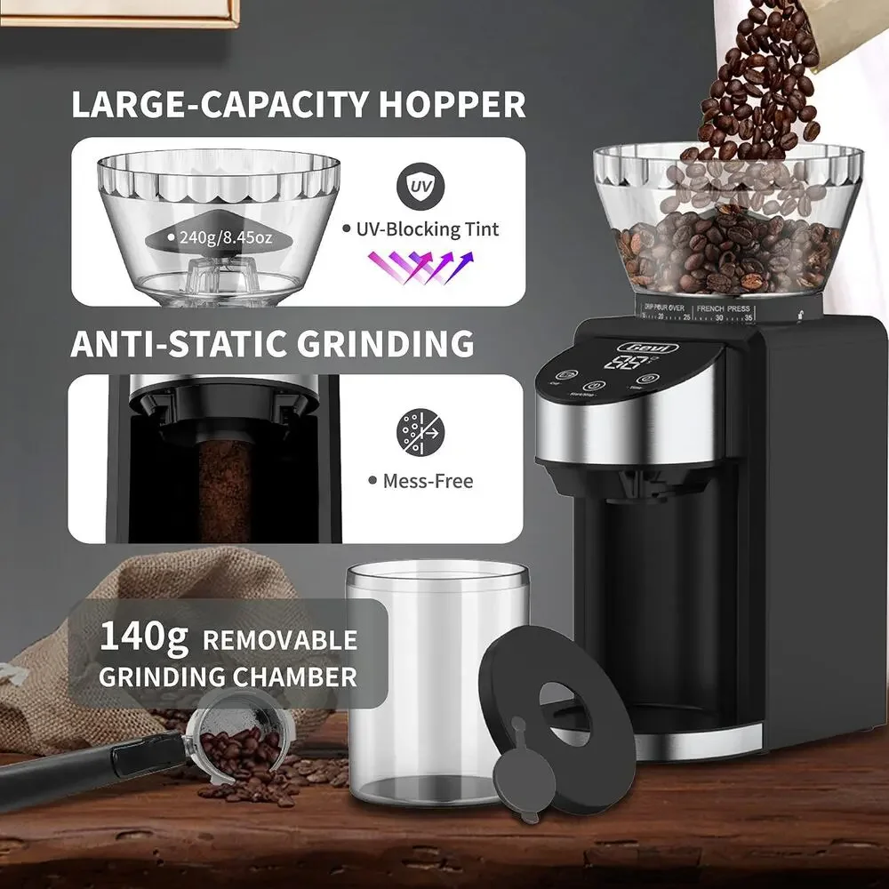 Gevi Coffee Grinder Electric,Coffee Bean Grinder with 35 Grind 120V/200W, Black